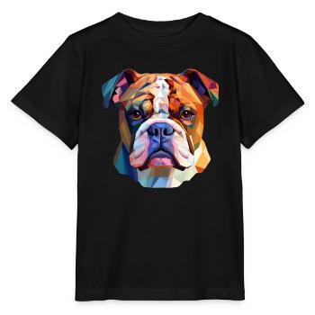 Bulldogge -Bulldogge Mit Niedrigem Polygon - Stanley/Stella Kinder T-Shirt MINI CREATOR  - Schwarz - Vorne - Mikhail (115cm)