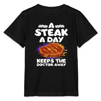 Steak - Stanley/Stella Kinder T-Shirt MINI CREATOR  - Schwarz - Vorne - Mikhail (115cm)