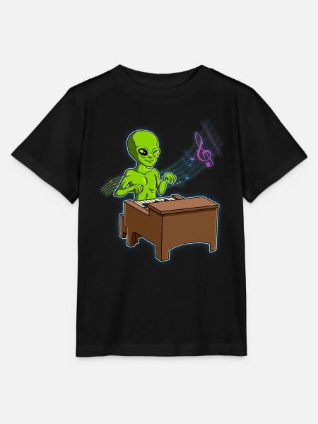 Alien Klavierspieler - Stanley/Stella Kinder T-Shirt MINI CREATOR - Schwarz