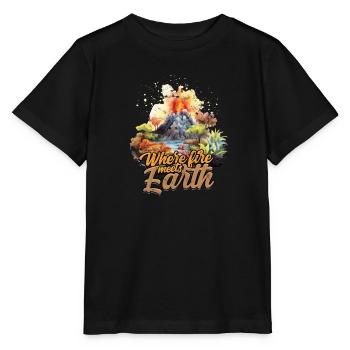 Where fire meets earth - Volcano - Stanley/Stella MINI CREATOR Kids’ T-Shirt - black - Front - Mikhail (115cm)