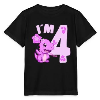 Dinosaure mignon Je suis 4 Dino Birthday Girl - T-shirt bio MINI CREATOR Stanley/Stella Enfant - noir - Devant - Mikhail (115cm)