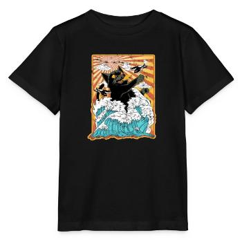 Catzilla Japanese Cat Sunset - Art surréaliste - T-shirt bio MINI CREATOR Stanley/Stella Enfant - noir - Devant - Mikhail (115cm)