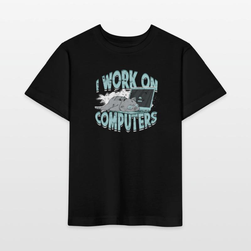 ICH ARBEITE AN COMPUTERN - Cat und Computer - Technik Stanley/Stella Kinder T-Shirt MINI CREATOR 