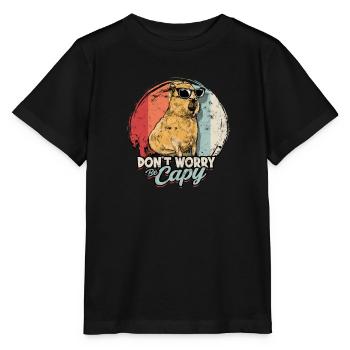 Dont Be Worry Be Capy - Zoo Animal - Animal Lovers - Stanley/Stella MINI CREATOR Kids’ T-Shirt - black - Front - Mikhail (115cm)