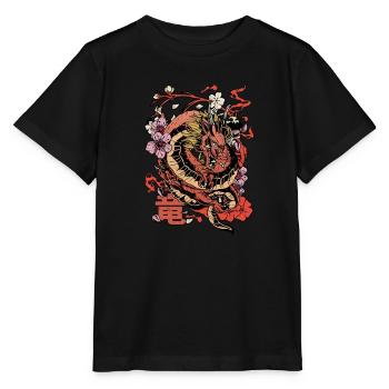Japanischer Tokio-Drache Retro - Japanische Mythologie - Stanley/Stella Kinder T-Shirt MINI CREATOR  - Schwarz - Vorne - Mikhail (115cm)
