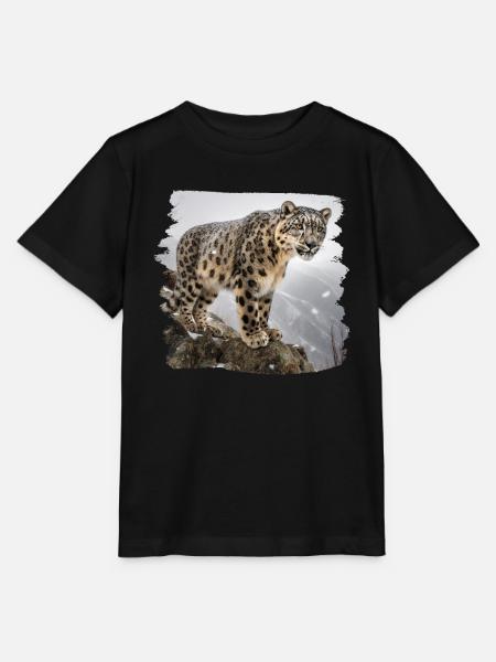 Schneeleoparden Schneeleopard - Stanley/Stella Kinder T-Shirt MINI CREATOR - Schwarz