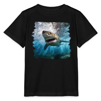 Haie realistic Hai weißer Hai - Stanley/Stella Kinder T-Shirt MINI CREATOR  - Schwarz - Vorne - Mikhail (115cm)
