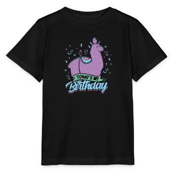 TODAY'S MY BIRTHDAY Lama - Geburtstagsfeier - Stanley/Stella Kinder T-Shirt MINI CREATOR  - Schwarz - Vorne - Mikhail (115cm)