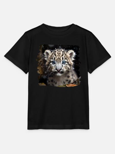 Schneeleoparden Schneeleopard - Stanley/Stella Kinder T-Shirt MINI CREATOR - Schwarz