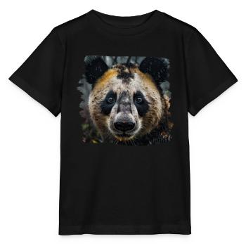 Pandas realistic Panda Großer Panda - Stanley/Stella Kinder T-Shirt MINI CREATOR  - Schwarz - Vorne - Mikhail (115cm)