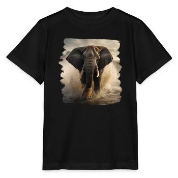 Elephant realistic elephant - Stanley/Stella MINI CREATOR Kids’ T-Shirt - black - Front - Mikhail (115cm)