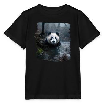 Pandas realistic Panda Großer Panda - Stanley/Stella Kinder T-Shirt MINI CREATOR  - Schwarz - Vorne - Mikhail (115cm)