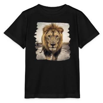 Lion realistic lion - Stanley/Stella MINI CREATOR Kids’ T-Shirt - black - Front - Mikhail (115cm)
