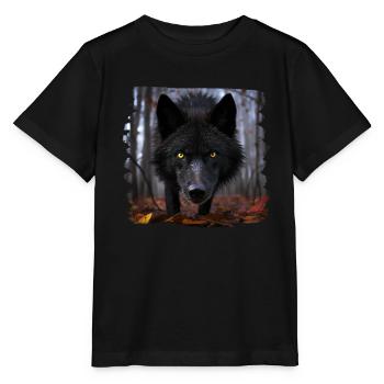Wolves realistic wolf - Stanley/Stella MINI CREATOR Kids’ T-Shirt - black - Front - Mikhail (115cm)