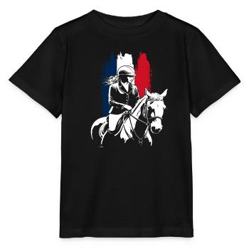 Cavalier & Cheval | Fille de cheval | Cavaliers de dressage - T-shirt bio MINI CREATOR Stanley/Stella Enfant - noir - Devant - Mikhail (115cm)