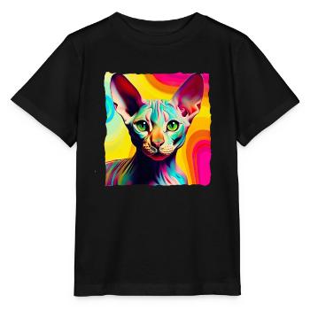 Coole Nacktkatze Pop Art - Stanley/Stella Kinder T-Shirt MINI CREATOR  - Schwarz - Vorne - Mikhail (115cm)