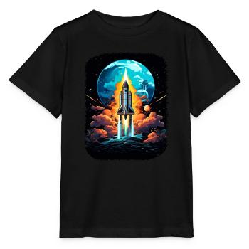 Space Weltraum Raumschiff Start Abheben Lift Off - Stanley/Stella Kinder T-Shirt MINI CREATOR  - Schwarz - Vorne - Mikhail (115cm)