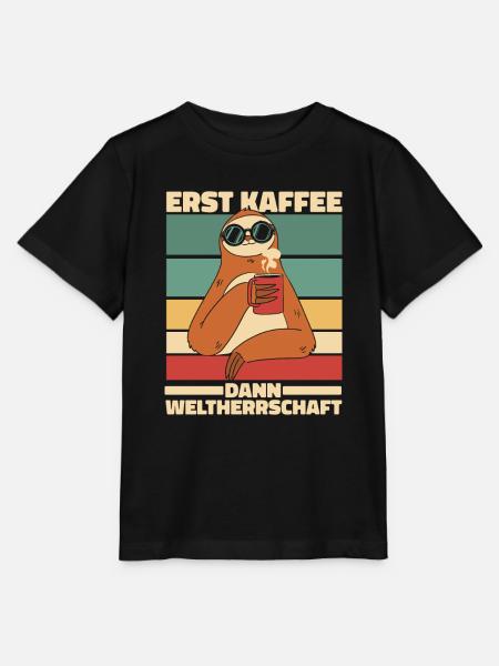 Faultier Kaffee - Stanley/Stella Kinder T-Shirt MINI CREATOR - Schwarz