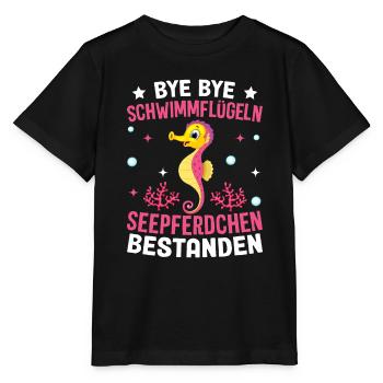 Schwimmabzeichen Seepferdchen bestanden - Stanley/Stella Kinder T-Shirt MINI CREATOR  - Schwarz - Vorne - Mikhail (115cm)