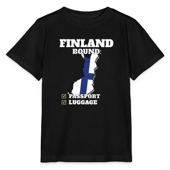 Finland Bound Country Travel Finnish Flag - Stanley/Stella MINI CREATOR Kids’ T-Shirt - black - Front - Mikhail (115cm)