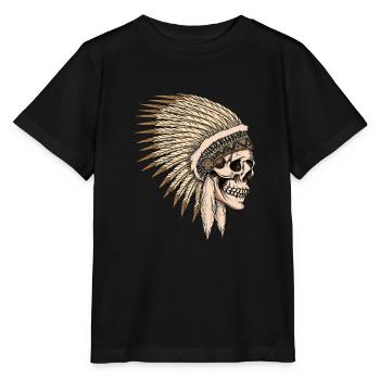 Amerikanischer Ureinwohner Häuptling Schädel - Stanley/Stella Kinder T-Shirt MINI CREATOR  - Schwarz - Vorne - Mikhail (115cm)