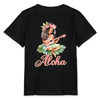 Urlaub Polynesier Strand Ukulele - Stanley/Stella Kinder T-Shirt MINI CREATOR  - Schwarz - Vorne - Mikhail (115cm)