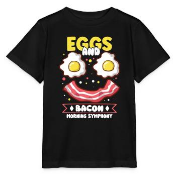 Lustige Brustfast Menü Speck Start Den Morgen - Stanley/Stella Kinder T-Shirt MINI CREATOR  - Schwarz - Vorne - Mikhail (115cm)