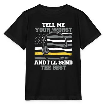 Emergency call control center operations center U.S. flag - Stanley/Stella MINI CREATOR Kids’ T-Shirt - black - Front - Mikhail (115cm)