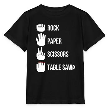Rock Paper Scissors Table Saw Carpenter - Stanley/Stella MINI CREATOR Kids’ T-Shirt - black - Front - Mikhail (115cm)