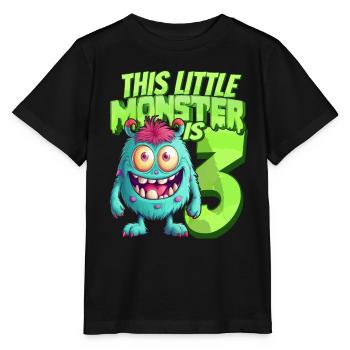 Ce petit monstre a 3 - trois ans - 3. - T-shirt bio MINI CREATOR Stanley/Stella Enfant - noir - Devant - Mikhail (115cm)