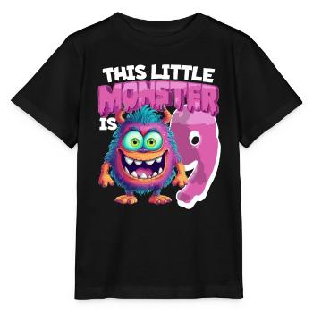 This little monster is 9 - nine years old - 9. - Stanley/Stella MINI CREATOR Kids’ T-Shirt - black - Front - Mikhail (115cm)