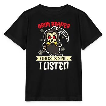 Lustiger Gruseliger Sensenmann, Toter - Stanley/Stella Kinder T-Shirt MINI CREATOR  - Schwarz - Vorne - Mikhail (115cm)