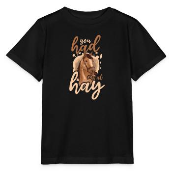 Pferdeliebhaber Hatte Mich Bei Heu - Stanley/Stella Kinder T-Shirt MINI CREATOR  - Schwarz - Vorne - Mikhail (115cm)