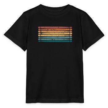 Schlagzeuger Drummer Musik Retro Drumsticks - - T-shirt bio MINI CREATOR Stanley/Stella Enfant - noir - Devant - Mikhail (115cm)