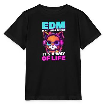 Edm Rave EDM ist keine Musik, sondern Leben Katzenkopfhörer - Stanley/Stella Kinder T-Shirt MINI CREATOR  - Schwarz - Vorne - Mikhail (115cm)