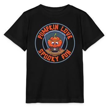 Creepy Pumpkin Halloween Costume Autumn Autumn - Stanley/Stella MINI CREATOR Kids’ T-Shirt - black - Front - Mikhail (115cm)