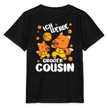 Füchse bald Großer Cousin Ich Werde Großer Cousin - Stanley/Stella Kinder T-Shirt MINI CREATOR  - Schwarz - Vorne - Mikhail (115cm)