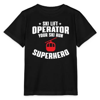 Funny gift for ski lift operators - Stanley/Stella MINI CREATOR Kids’ T-Shirt - black - Front - Mikhail (115cm)