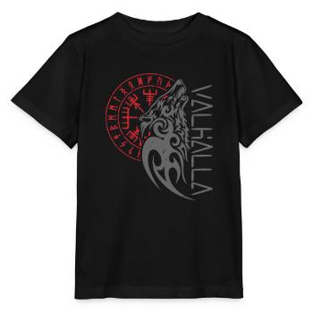 Walhalla Wolf Odin Kompass - Stanley/Stella Kinder T-Shirt MINI CREATOR  - Schwarz - Vorne - Mikhail (115cm)