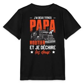 Papa Et Routier Cadeau Poids Lourd - T-shirt bio MINI CREATOR Stanley/Stella Enfant - noir - Devant - Mikhail (115cm)