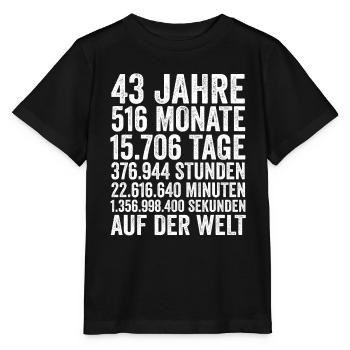 43 Jahre Fünfundvierzigster Geburtstag - Stanley/Stella Kinder T-Shirt MINI CREATOR  - Schwarz - Vorne - Mikhail (115cm)