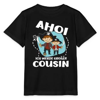 Pirat bald Großer Cousin Werde Großer Cousin - Stanley/Stella Kinder T-Shirt MINI CREATOR  - Schwarz - Vorne - Mikhail (115cm)