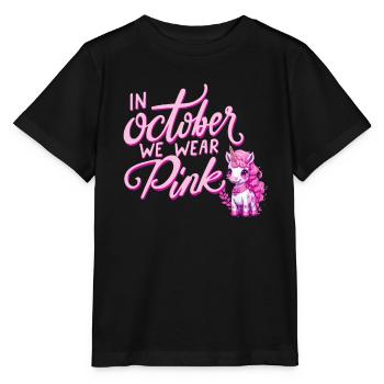 Cancer Du Sein Octobre Rose Ruban Licorne - T-shirt bio MINI CREATOR Stanley/Stella Enfant - noir - Devant - Mikhail (115cm)