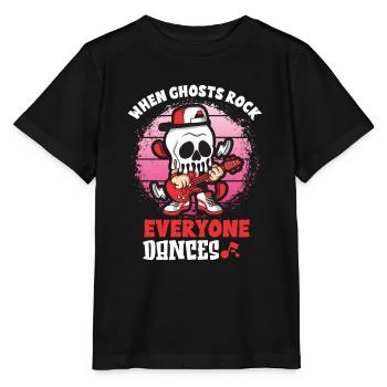 Drôle Horreur Spooky Guitariste Guitariste Fantomatique - T-shirt bio MINI CREATOR Stanley/Stella Enfant - noir - Devant - Mikhail (115cm)
