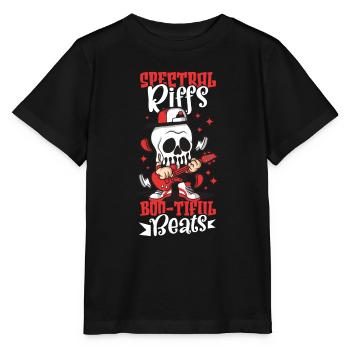Drôle Horreur Spooky Guitariste Guitariste Fantomatique - T-shirt bio MINI CREATOR Stanley/Stella Enfant - noir - Devant - Mikhail (115cm)
