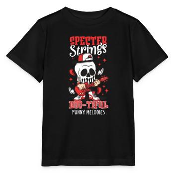 Drôle Horreur Spooky Guitariste Guitariste Fantomatique - T-shirt bio MINI CREATOR Stanley/Stella Enfant - noir - Devant - Mikhail (115cm)