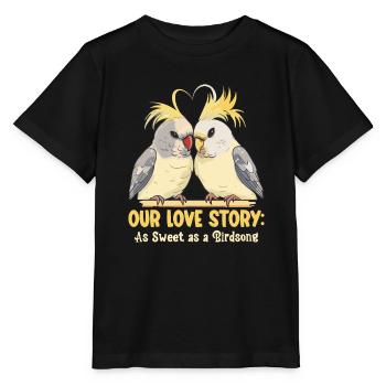 Valentinstag Turteltauben Vogelmotiv Romantisch - Stanley/Stella Kinder T-Shirt MINI CREATOR  - Schwarz - Vorne - Mikhail (115cm)