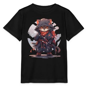 Asia Cat Japanese Samurai Samurai - Stanley/Stella MINI CREATOR Kids’ T-Shirt - black - Front - Mikhail (115cm)