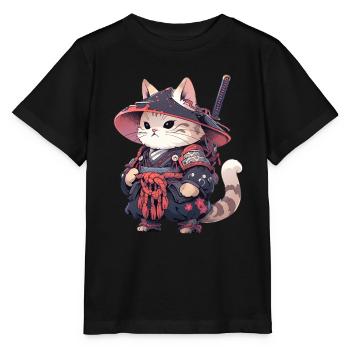 Chat d’Asie Samouraï japonais Samouraï - T-shirt bio MINI CREATOR Stanley/Stella Enfant - noir - Devant - Mikhail (115cm)