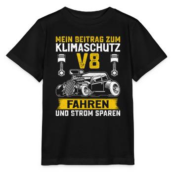 Klimaschutz V8 Lustig - Stanley/Stella Kinder T-Shirt MINI CREATOR  - Schwarz - Vorne - Mikhail (115cm)